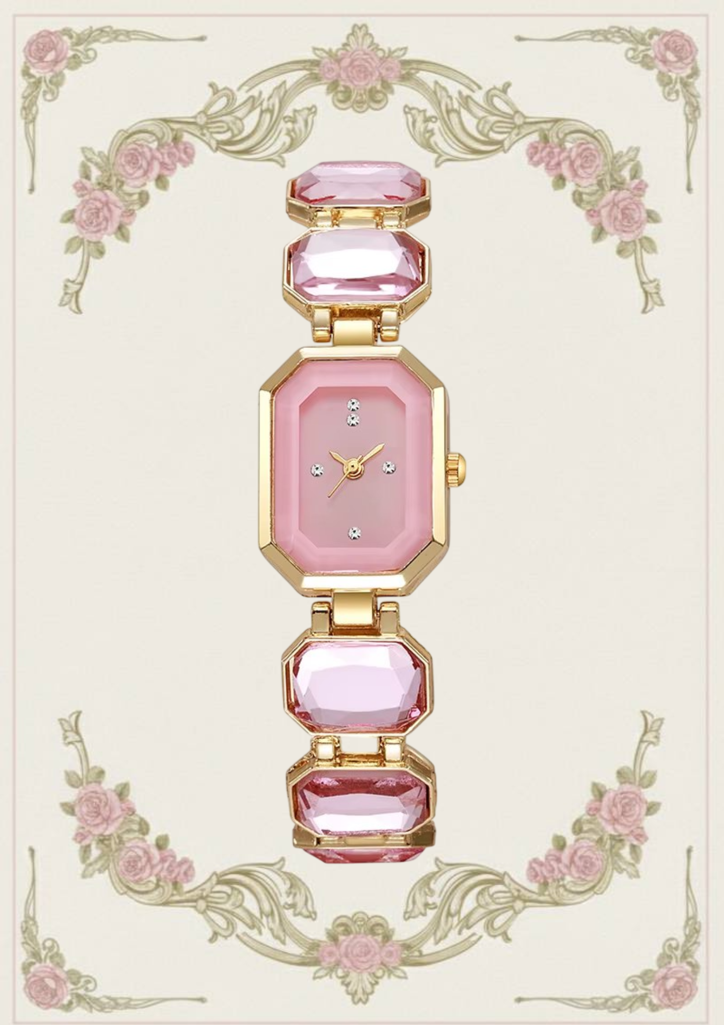 Glamorous Jewel-Link Bracelet Watch with Octagon Dial