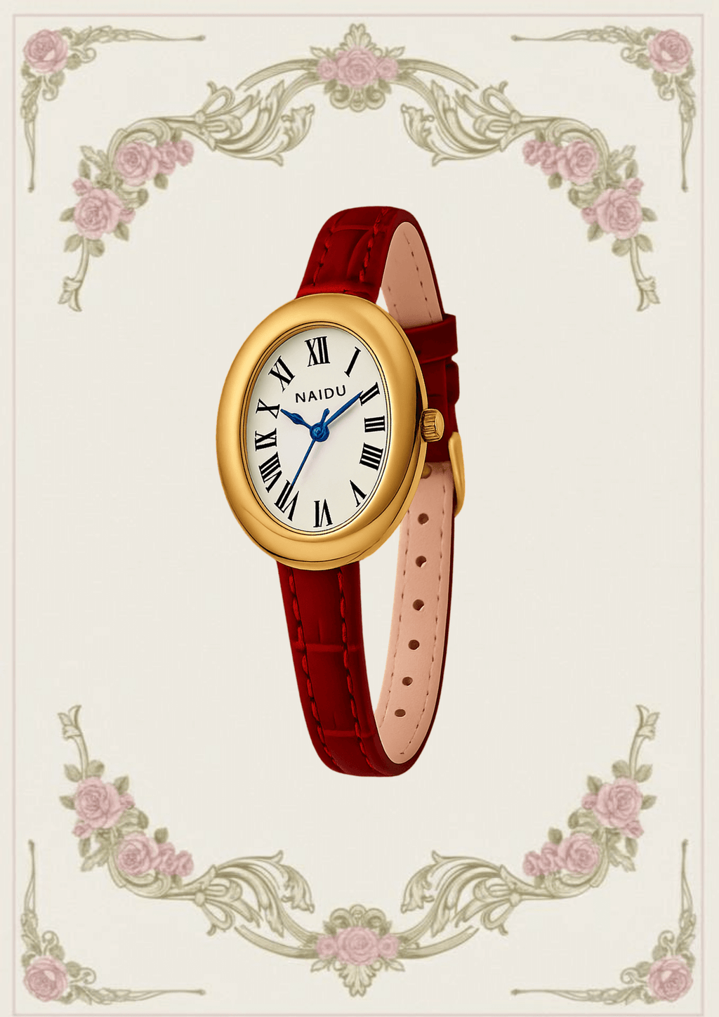 Timeless Oval Leather Strap Watch
