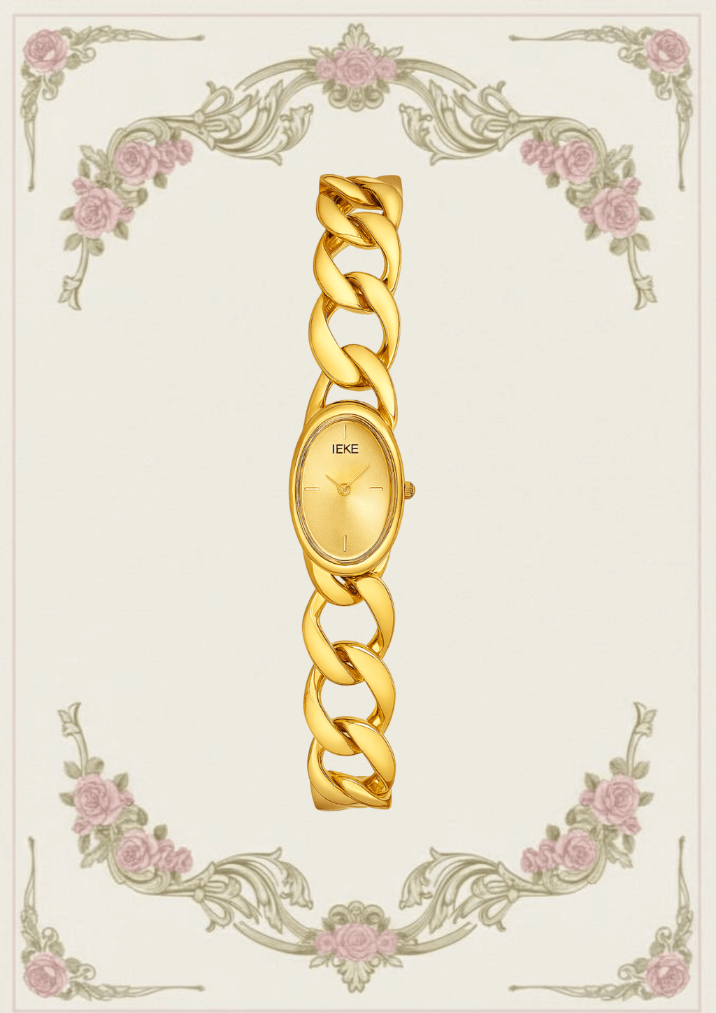 Vintage watches in UAE - elegant gold chain wristwatch for women, showcasing classic design.