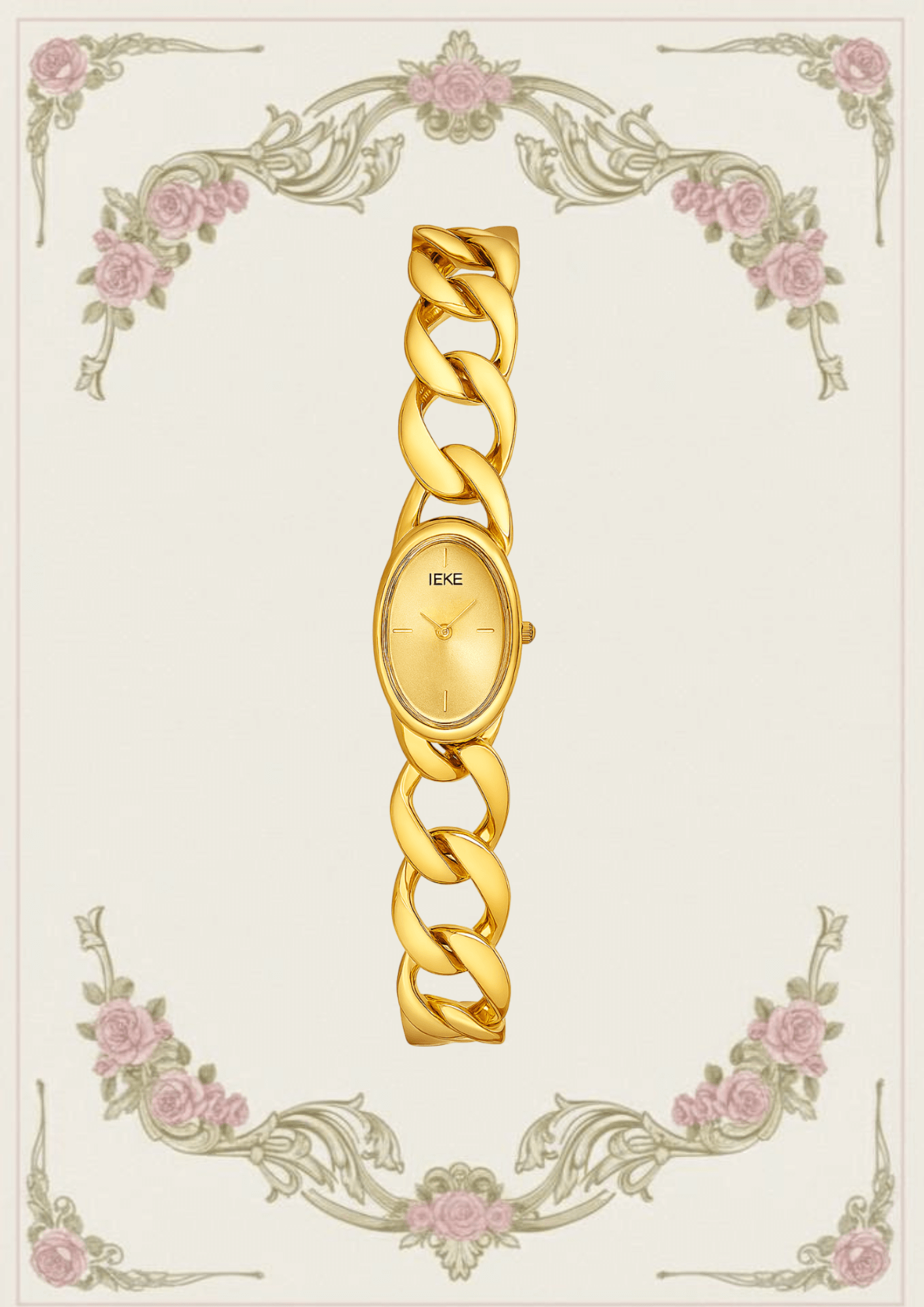 Vintage watches in UAE - elegant gold chain wristwatch for women, showcasing classic design.