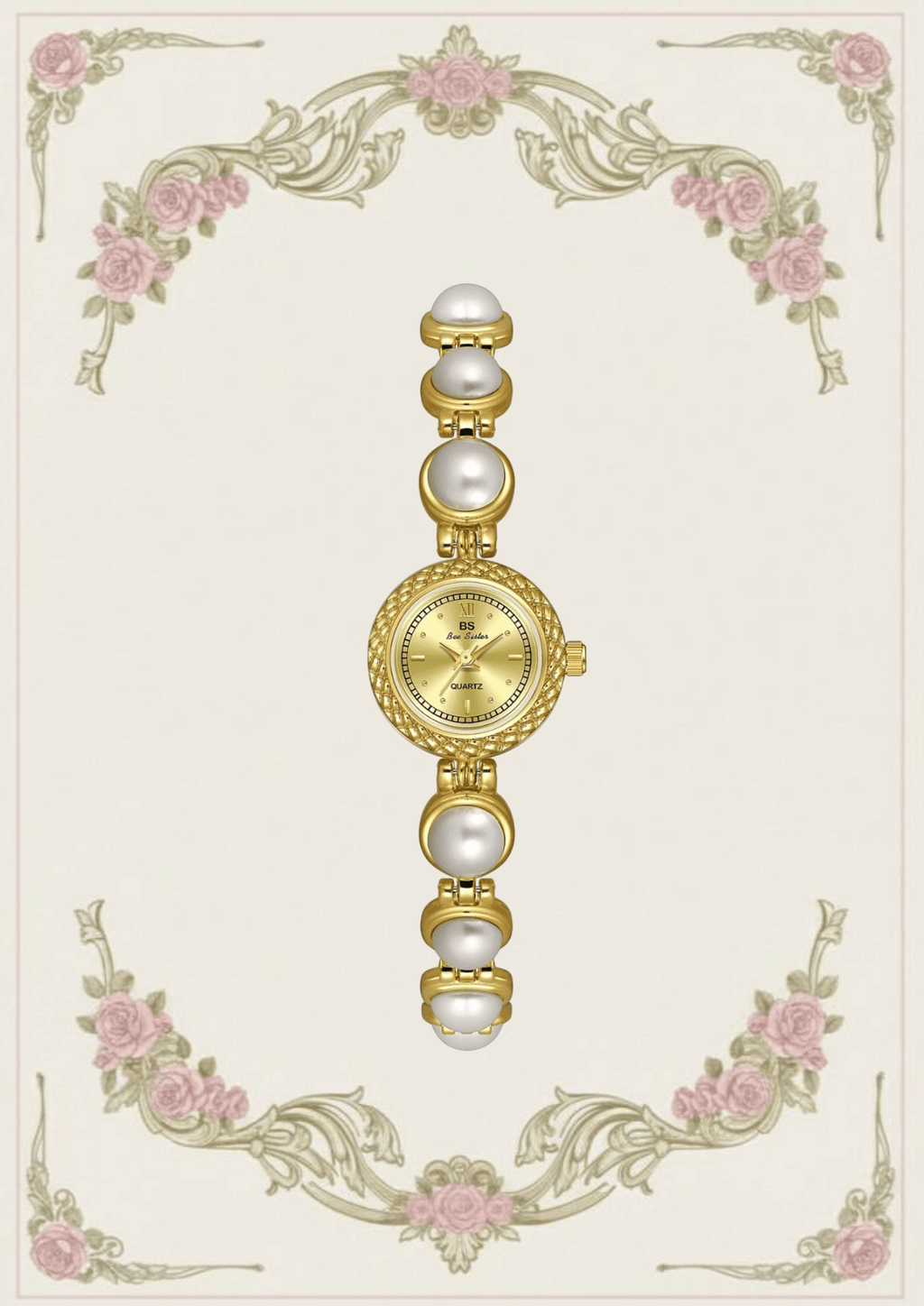 BIS Pearl Elegance Quartz Watch – Gold & Ivory Edition