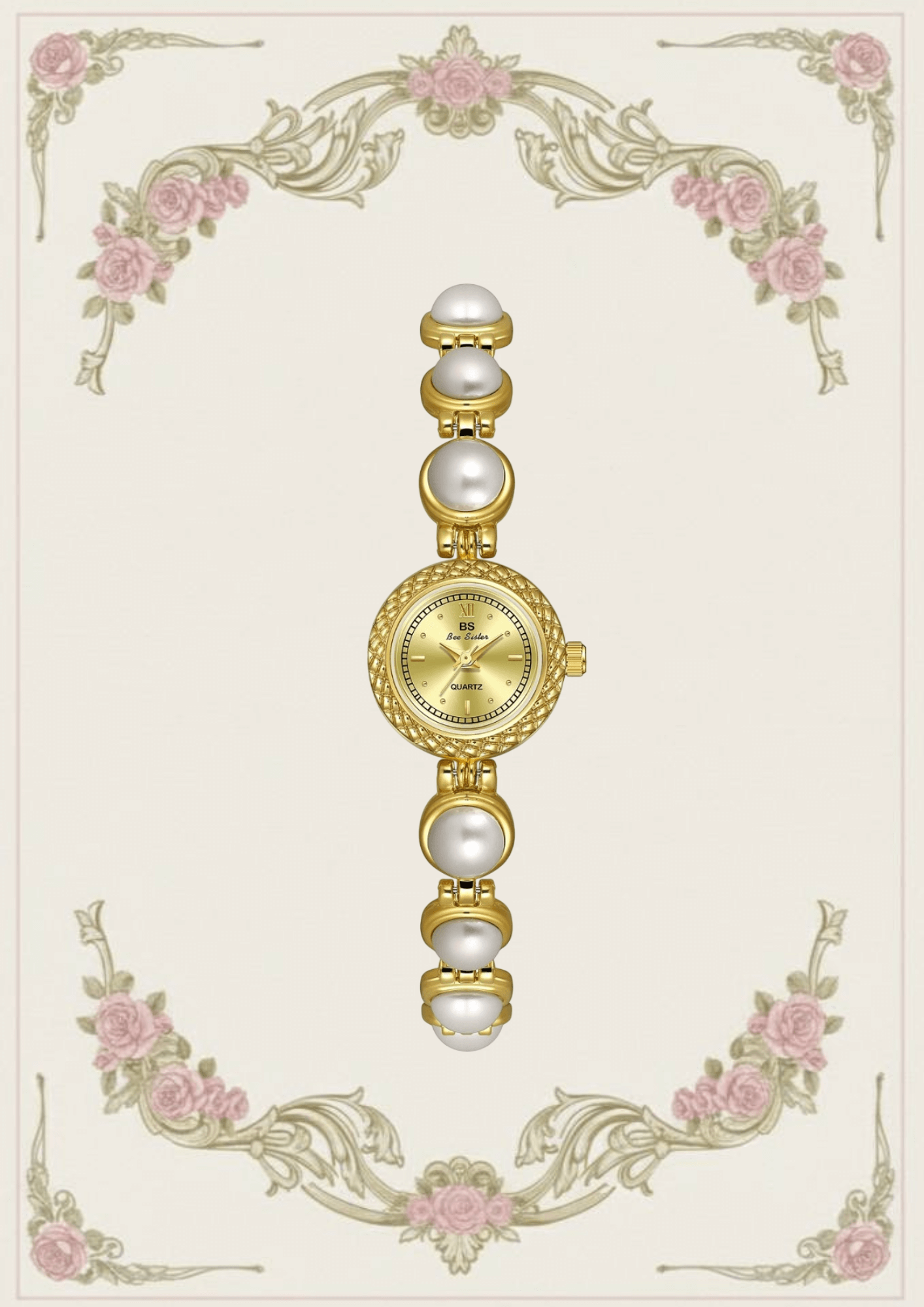 BIS Pearl Elegance Quartz Watch – Gold & Ivory Edition