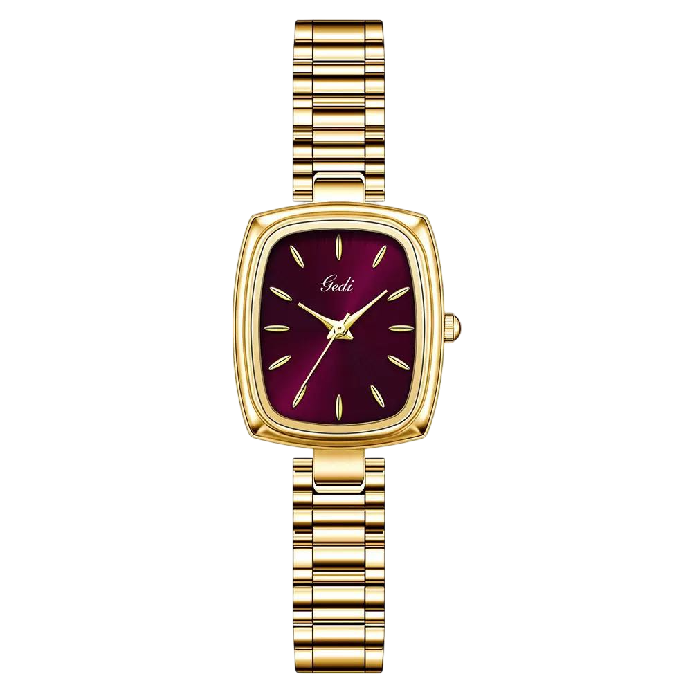 Elegant Rectangular Dial Watch with Gemstone Accents