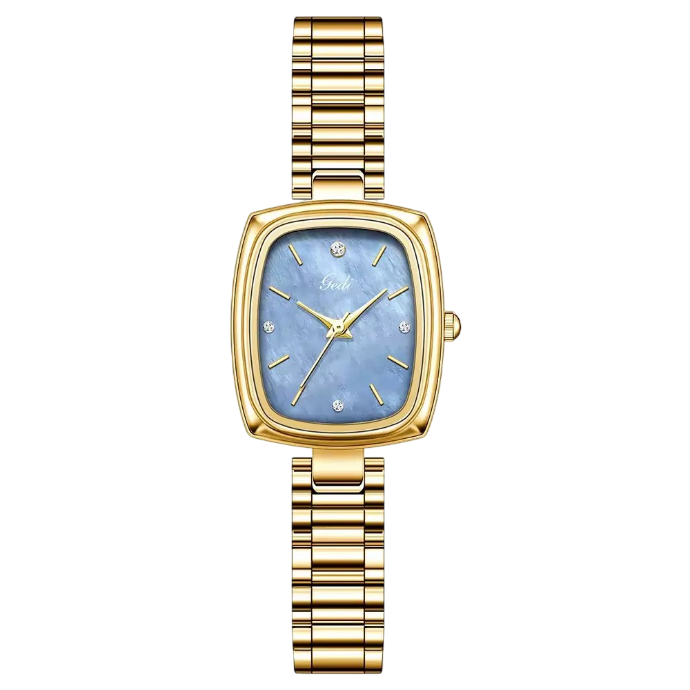 Elegant Rectangular Dial Watch with Gemstone Accents