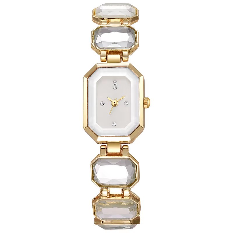 Glamorous Jewel-Link Bracelet Watch with Octagon Dial