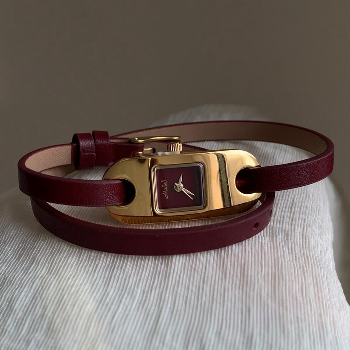 The Double-Wrap Burgundy Leather Watch