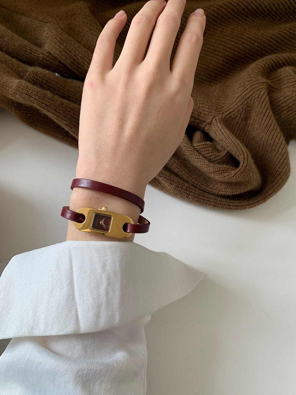 The Double-Wrap Burgundy Leather Watch